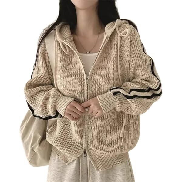 CEINOM Y2k Grunge Women's Sweater Zip Up Cardigan Crop