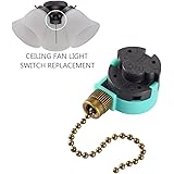 Zing Ear ZE-268S6 Switch Compatible with Hunter Ceiling Fan, 3 Speed 4 Wire Beaded Pull Chain Extension, Use for Ceiling Fans, Lamps and Wall Lights (Bronze Pull Chain)