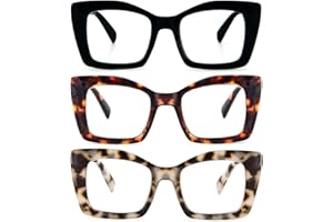 REAVEE Oversized Square Reading Glasses Oprah Style for Women, Blue Light Blocking Large Frame Computer Readers Spring Hinge