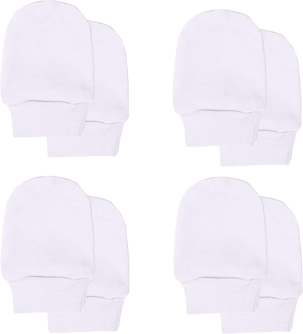 Soft Touch Baby Girls' Soft Anti-Scratch Mittens White 4 Pack