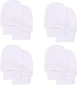 Soft Touch Baby Girls' Soft Anti-Scratch Mittens White 4 Pack