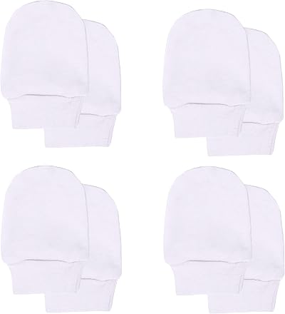 Soft Touch Baby Girls' Soft Anti-Scratch Mittens White 4 Pack