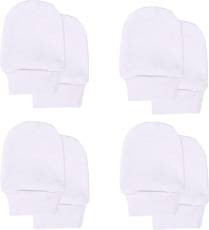 Soft Touch Baby Girls' Soft Anti-Scratch Mittens White 4 Pack