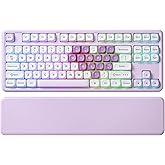 YUNZII B87 TKL Wireless Mechanical Keyboard (Purple Heart, MilkV2) | QMK/VIA, Wrist Rest, CreamyTyping, Cute MOA Keycaps, Gasket Mount, Hot Swap, RGB Backlit, NKRO, BT/2.4G/USB-C, for Win/Mac