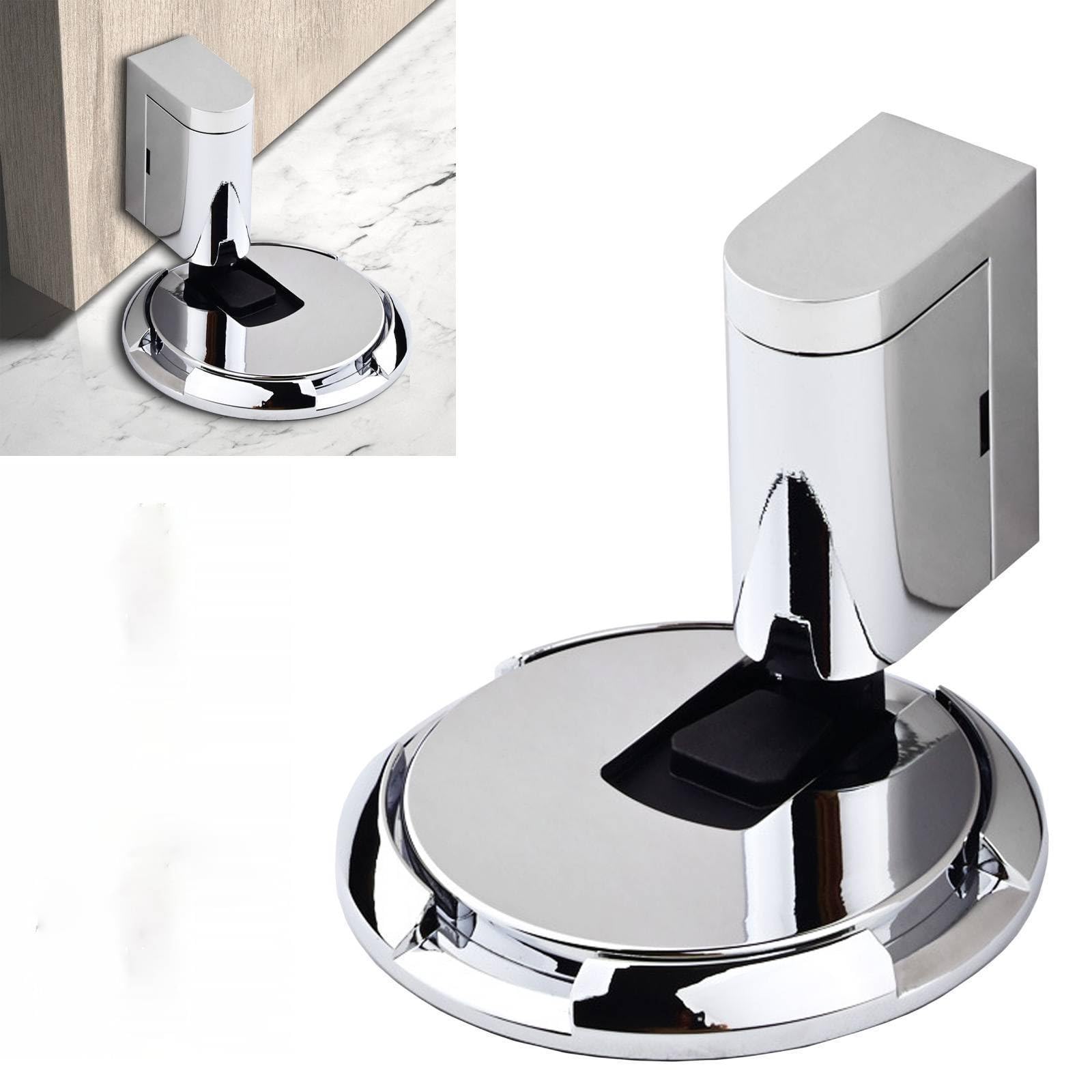Upgraded Magnetic Door Stopper, Adjustable Punch-Free Silent Floor Doorstop for Various Door Types, Perfect for Yard, Living Room, Bedroom, Kitchen, Bathroom (Bright Silver)