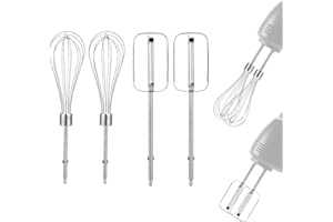 4pcs Hand Mixer Beaters Attachments, 2 Styles Stainless Steel Whisk & Beaters Replacement Parts for Black & Decker Electric H