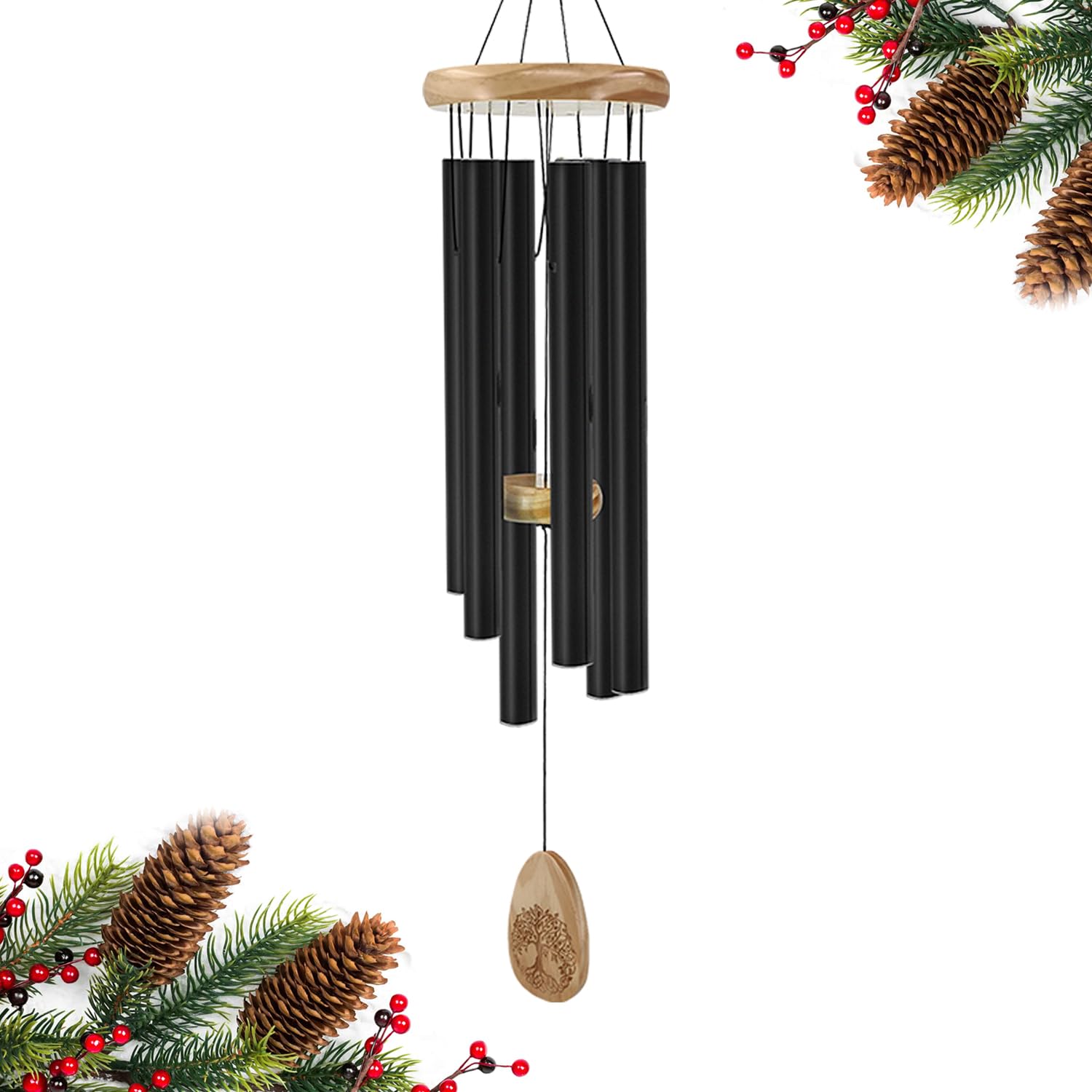Astarin wind chimes for garden, Wind Chimes Outdoor, 30 Inch Memorial Windchime for Outside Engrave Lifetree,Sympathy Windchime for Loved One,Memorial Gift for Mother,Friend, Garden Decor,Black