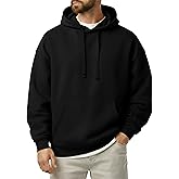 Ohoo Men's Loose Fit Pullover Hoodie Lightweight Long Sleeve Sweatshirt with Brushed Fleece Soft Lining