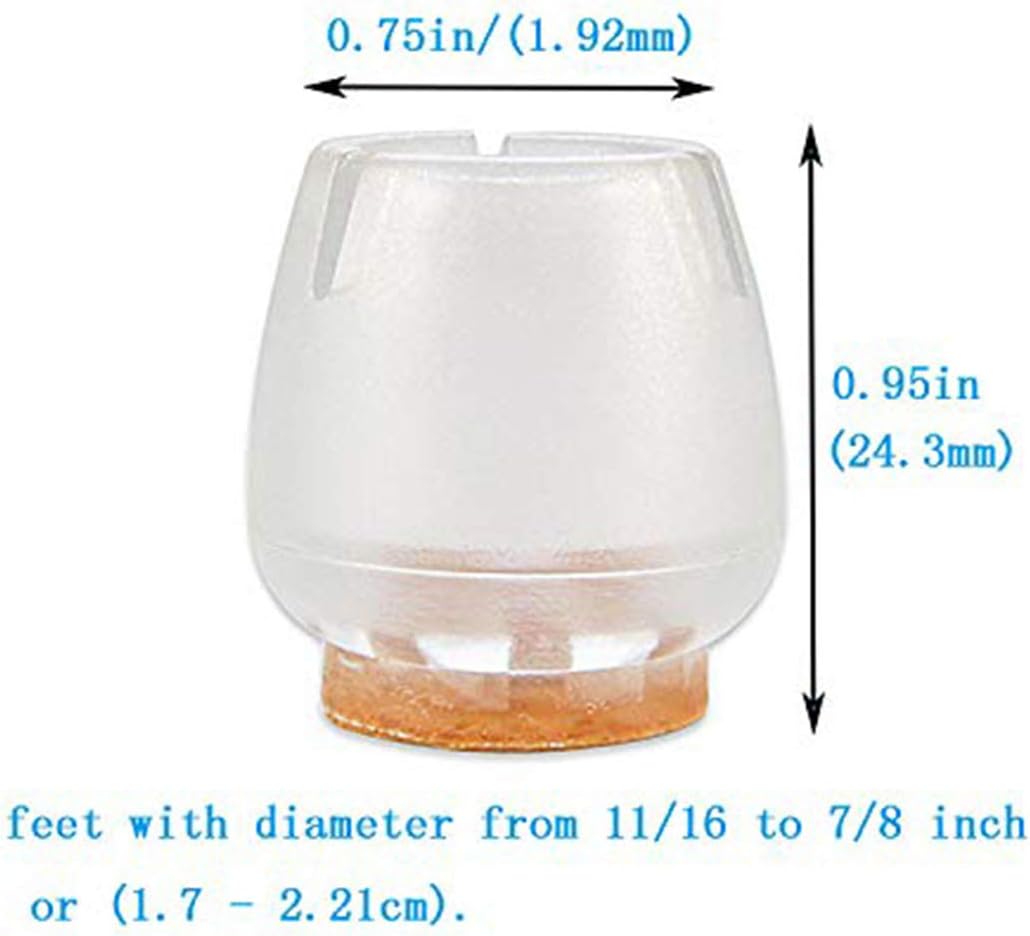 TSACTE Chair Leg Caps, Round Clear Silicone Table Furniture Leg Feet Tips Covers Wood Floor Protectors, Felt Pads - Image 4