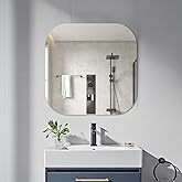 yuzeyurun 28" Frameless Square Bathroom Mirror, Tempered Glass Wall Mirror, HD Vanity Mirror for Entryway, Living Room & Home