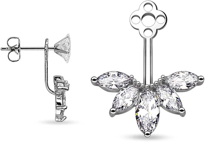 BlingKing - 1 Ohrstecker Ear Jacket Kristalle - Silber Ear ...