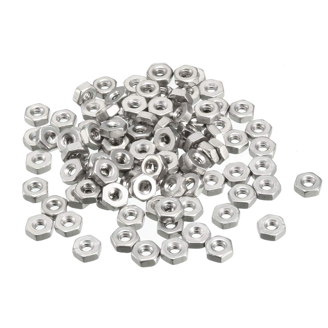sourcing map Hex Nuts, 4#-40 Fine Thread Hexagon Nut, Stainless Steel 304, Pack of 100