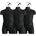 DisplayTown 3 Sets of Black Child Torso Hollow Back Plastic Injection Hanging Form Mannequin & Hanging Hook, Size 5T-7