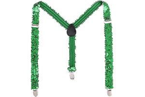 BODIY St Patrick's Day Suspenders for Men Shamrock Clover Suspenders Funny Stretch Y Back with Metal Clips