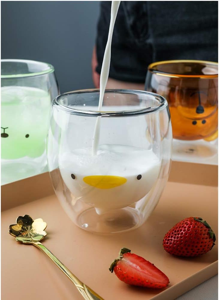 Cute Mugs Glass Double Wall Insulated Glasses Espresso Cup, Coffee Cup, Tea Cup, Milk Cup - Image 4