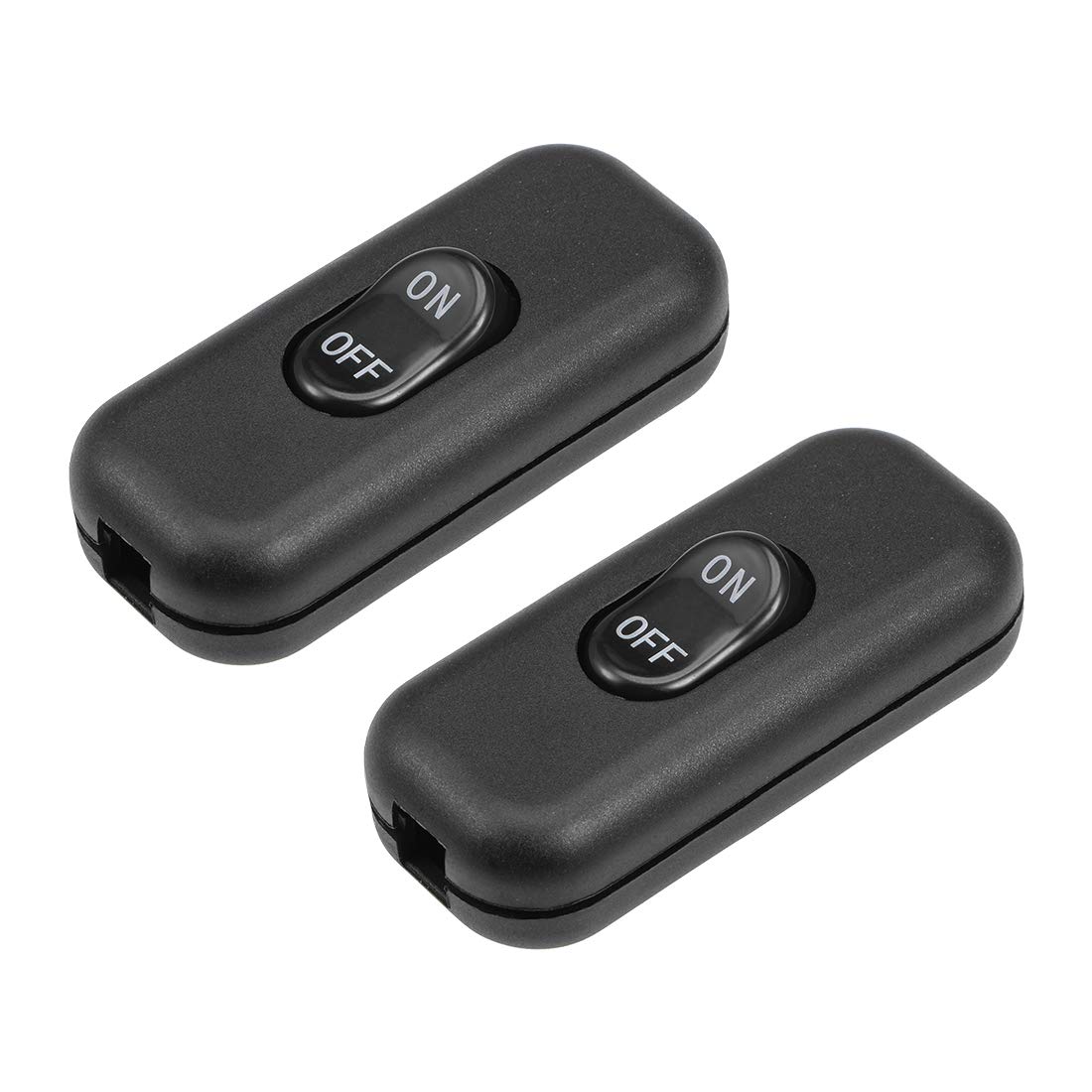 sourcing map Inline Cord Switch AC 250V 6A On-Off DPST Control Feed-Through Rocker Switch for Bedroom Table Lamp Desk Light, Black (Pack of 2)