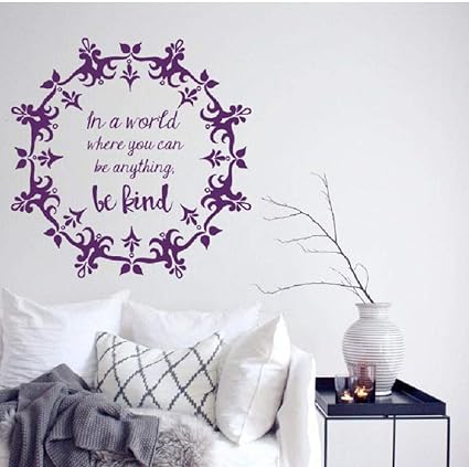 Autocollant Mural Mandala Soyez Kind World Citation Marocain Ornement Sticker Fleur Indien Dortoir De Yoga Decor A La Maison Peintures Murales Vinyle Autocollant 60x60 Cm Amazon Fr Bricolage