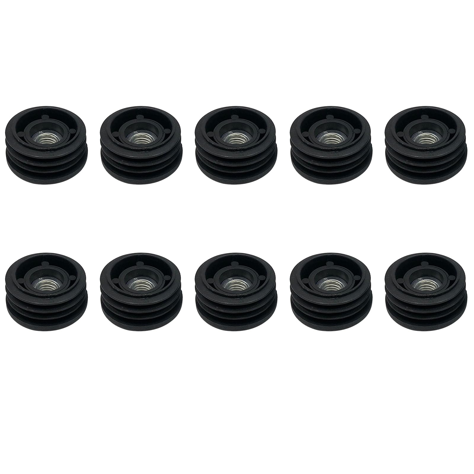 10PCS Black Plastic Round Nuts Pipe Plugs,Inserts for Round Tubes with M8 Thread,Round Pipe End Caps,Insert Chair End Caps Furniture Leg Plug Diameter 32 mm