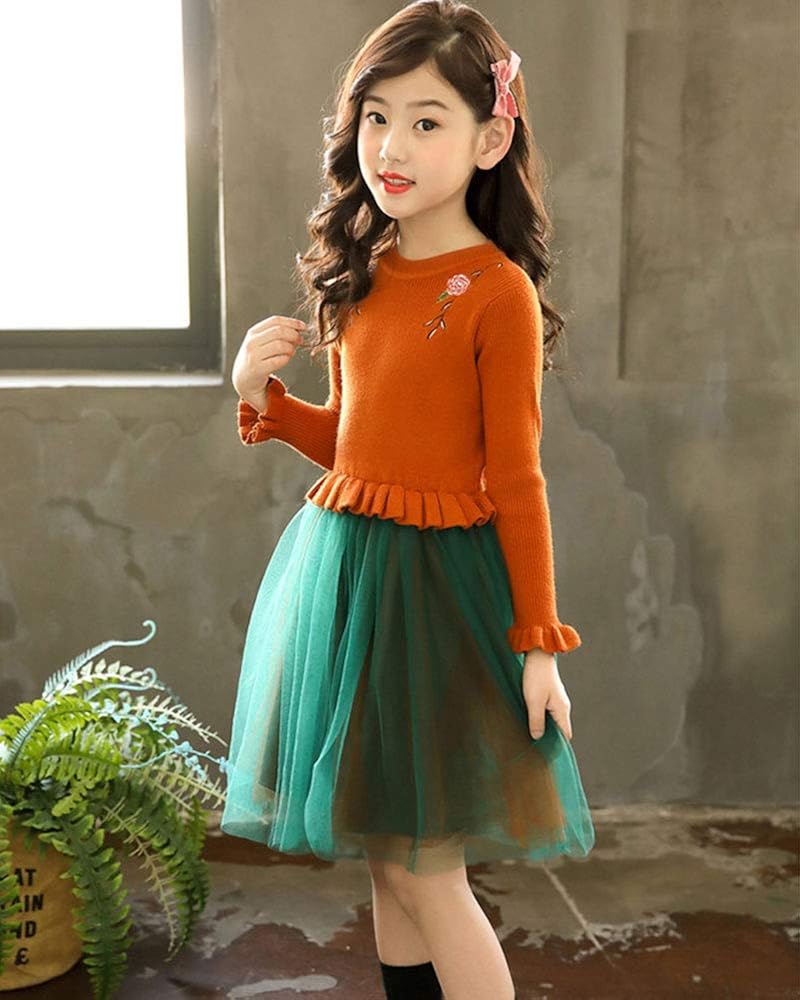 Ancia Toddler Girls Little Big Girl Dress Winter Long ...