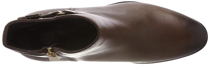 tommy hilfiger th buckle mid heel boot leather