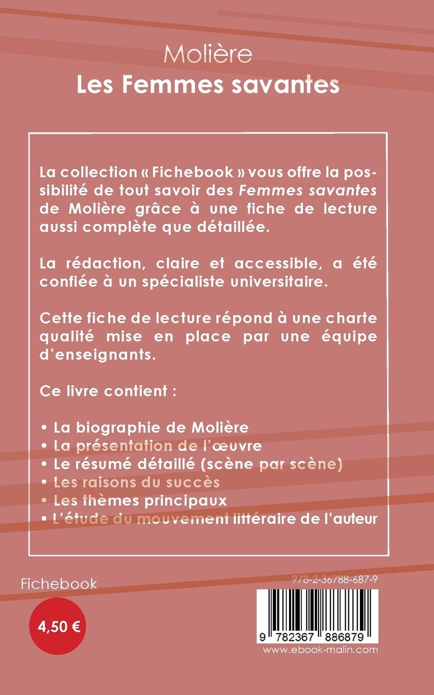 Amazon Fr Fiche De Lecture Les Femmes Savantes De Moliere Analyse Litteraire De Reference Et Resume Complet Moliere Livres