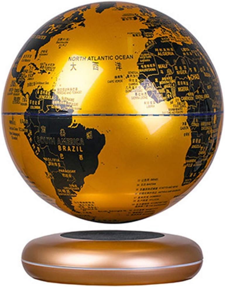 Mnjin explore the world Floating Globe - with Led Lights - 8-Inch Luminous Large Globe - Children Education Gift Tools Home Office Desktop Decoration,Blue