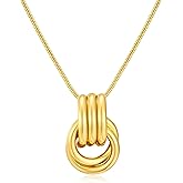 FILMOON Gold Knot Pendant Necklace for Women Statement Gold Necklace 14K Gold Plated Knot Choker Trendy Jewelry
