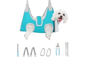 Supet Dog Grooming Hammock Harness for Cats Dogs, Relaxation Pet Restraint & Small Animal Leashes Sling Helper Nail Trimming Clipping