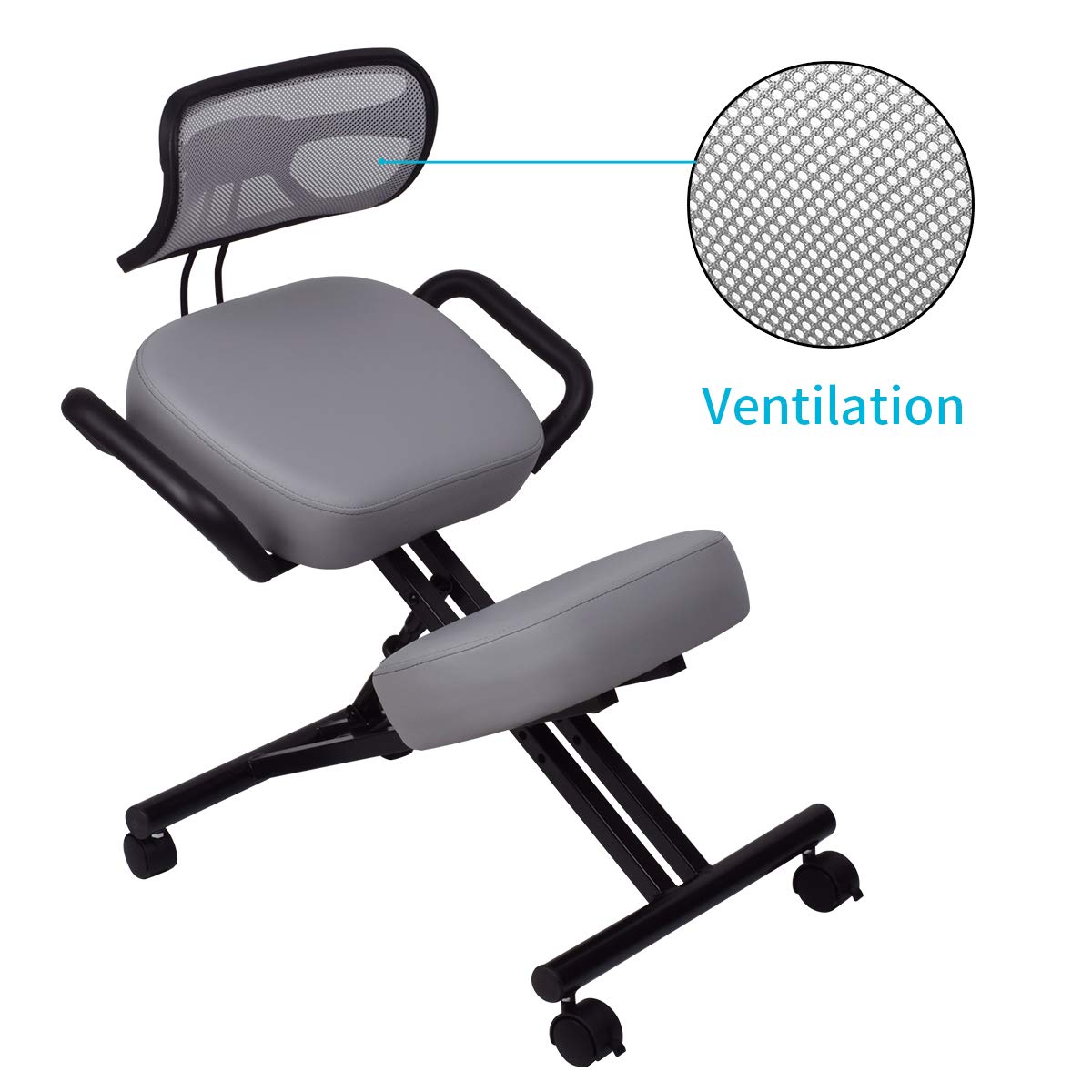DRAGONN Ergonomic Kneeling Chair With Back Support, Adjustable Stool