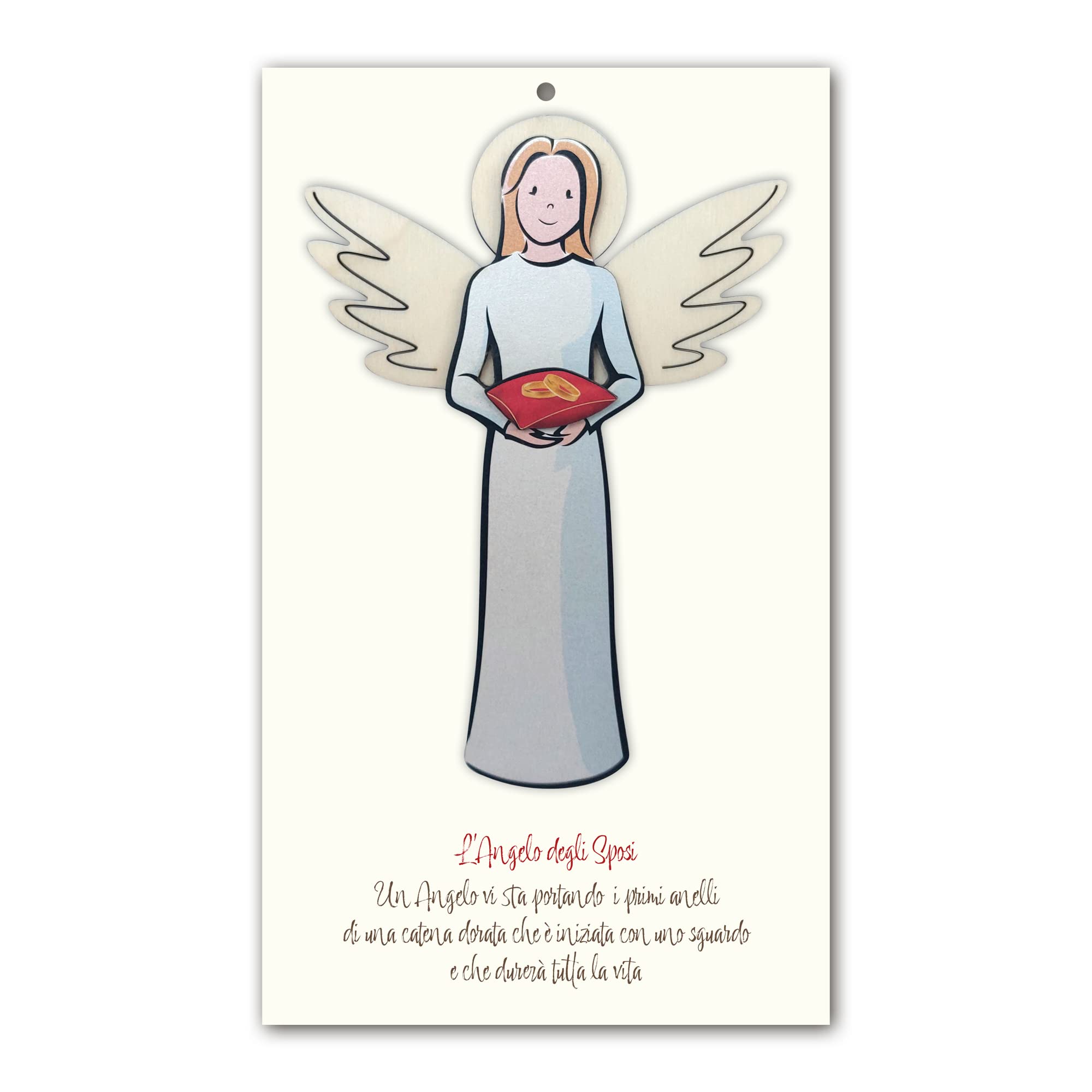 Fratelli Bonella | Poplar Wood Angel - with Hanging Hole - Gift or for a Special Occasion | Made in Italy (Angelo degli Sposi)
