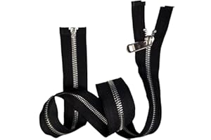 Amykite 60cm/24in Zipper Metal, #5 5mm Replacement Zippers,Divisible Metal Zipper for Coats, Boots, Jackets, Sewing and More 