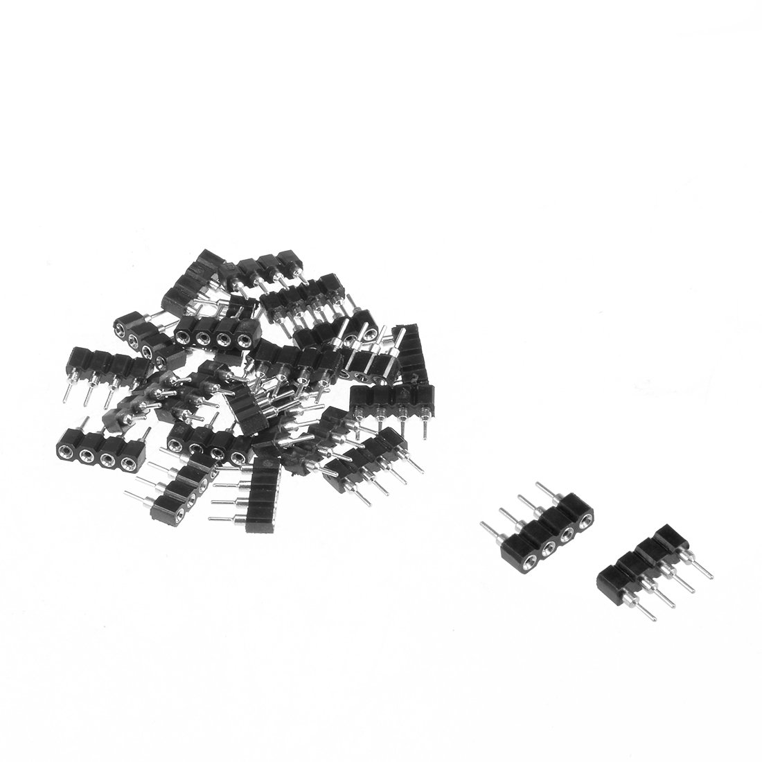 Sourcingmap 25pcs 4 Pin Male to Female Plug Header Adapter Connector Fit RGB/3528/5050 LED Chip Strip Black