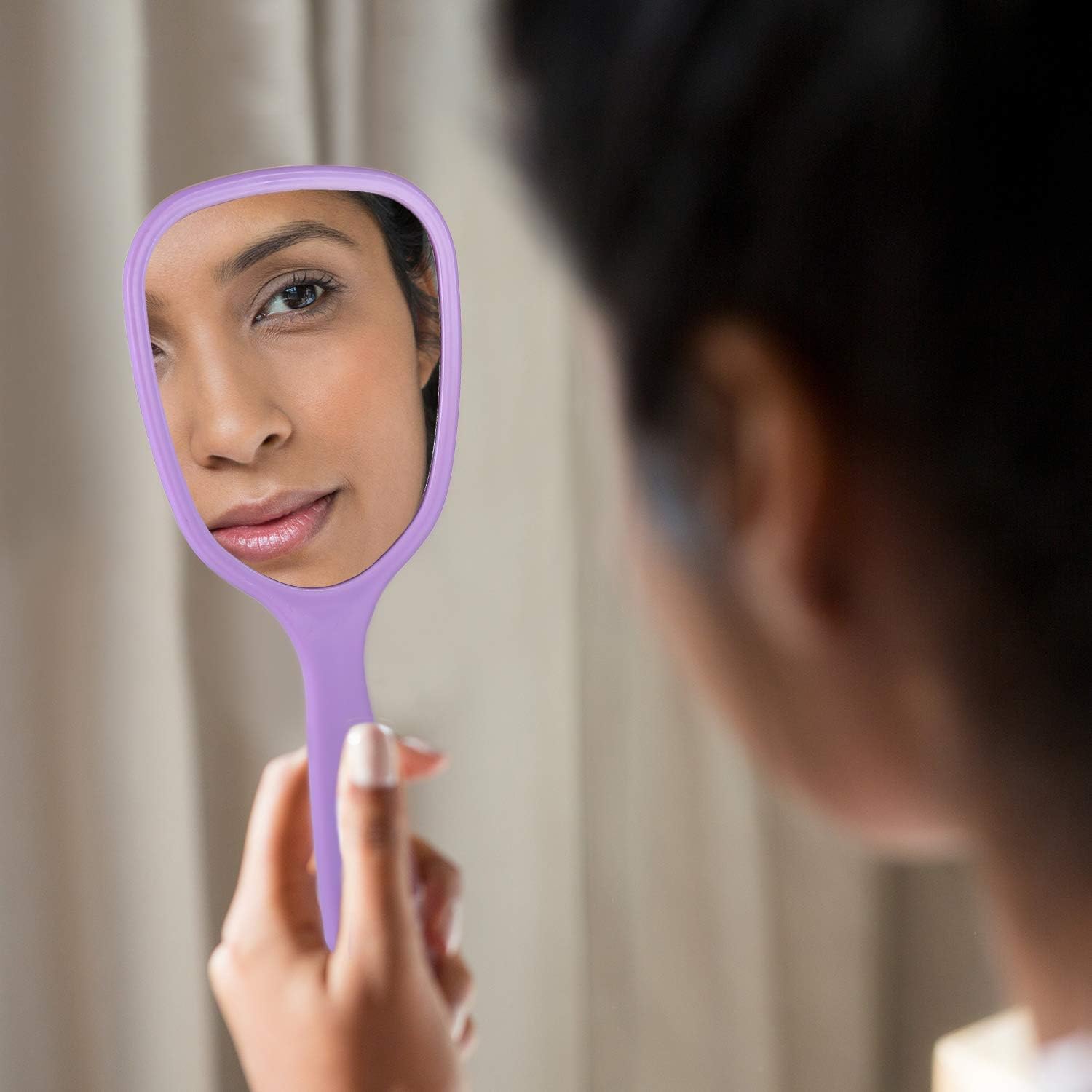 8 Pieces Handheld Hand Mirror Bulk Compact Travel Makeup Mirror Handheld Cosmetic Mirror with Handle, Portable Vanity Mirror, 3.15 Inch Wide, 7.09 Inch Long (Blue, Green, Pink, Purple): Beauty