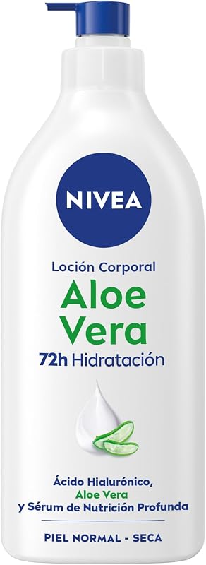 Loción Corporal Aloe Vera (1 x 625 ml), body loción refrescante para 72 h de hidratación profunda, loción hidratante con aloe vera, ácido hialurónico y sérum nutritivo