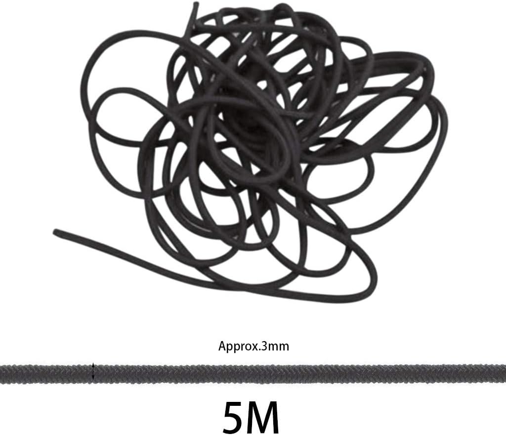 3mm Elastic Stretch Cord 11 Colours DIY Elastic Band Homemade Mask Rope Elastic Band for Sewing DIY, Mask,Cuff (5M)