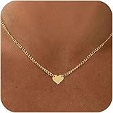 XIXINI Cute Heart Necklace for Women, Small Cute Stuff for Teen 14K Gold Plated Heart Pendant Choker Necklace Dainty Gold Friendship Necklace Teen Birthday Gifts Trendy Stuff Gold Jewelry Gifts