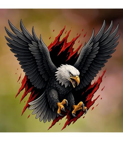 Bald Eagle American Flag Vinyl Decal Sticker – Indoor/Outdoor – 3 Sizes Available – #7820