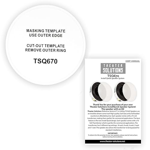 Theater Solutions TSQ670 In Ceiling 70 Volt Speakers Quick