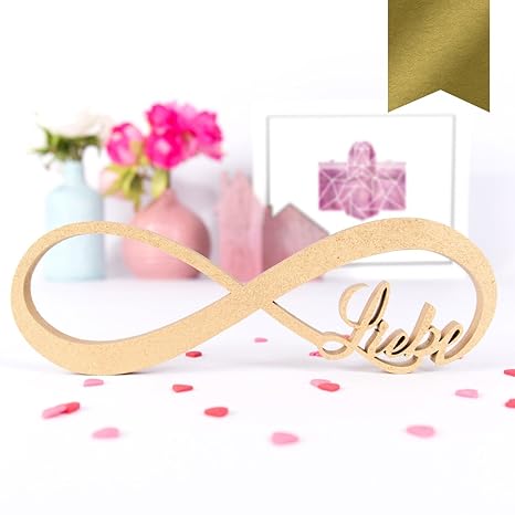 Kleinlaut Dekoration aus Holz - Infinity Liebe - Wähle eine Farbe - Gold