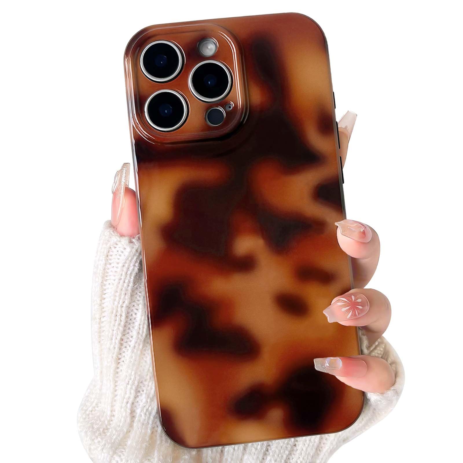 NITITOP Compatible with iPhone 14 Pro Max Case Cute Stylish Leopard Print Brown Amber Aesthetic Tortoise Design for Women Girls Men Soft TPU Shockproof Protective Cover - Yellow