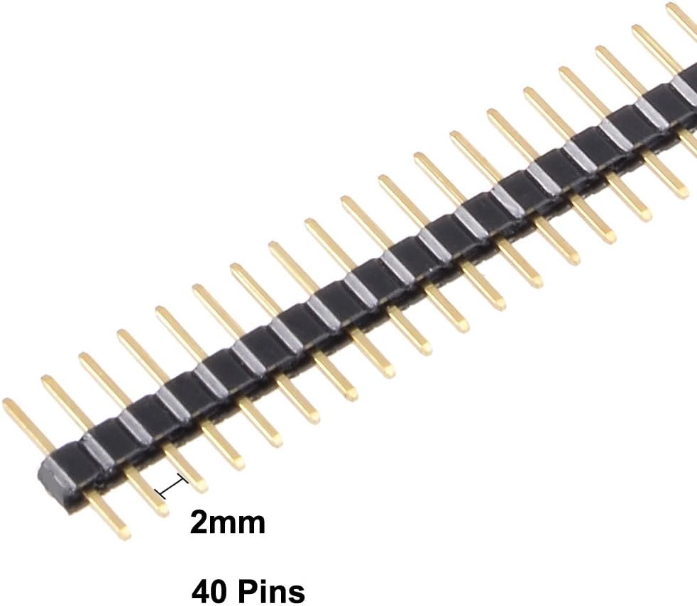 Sourcingmap 10Pcs 2mm Pitch 40P Single Row Straight Connector Pin Header Strip for Prototype Shield, black, gold tone - Image 4