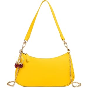 Dreubea Women's Leather Minimalist Crossbody Top Handle Underarm Shoulder Bag with Charm