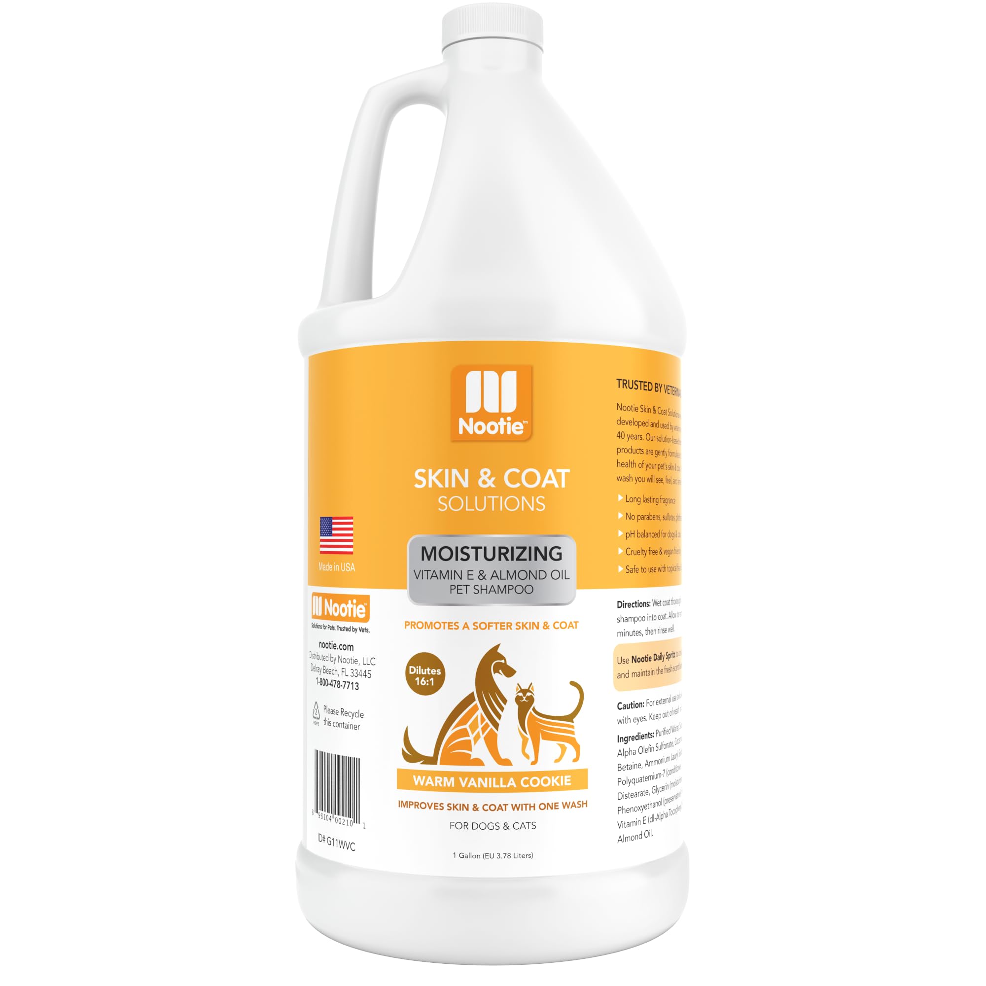 Nootie Moisturizing Warm Vanilla Cookie with Vitamin E and Almond Oil Pet Shampoo, 1 gal