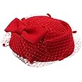 Pillbox Hat Fascinator Beret Wedding Party Top Hat Church Wool Hat for Women