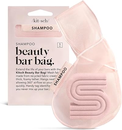 Kitsch Bottle Free Beauty Soap & Shampoo Bar Holder Blush Mesh Bag