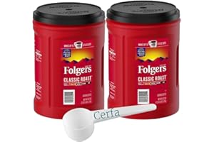 Folger Classic Roast Ground Coffee Medium Roast 2 pack 43.5 oz Includes Cerfa Coffee Scoop