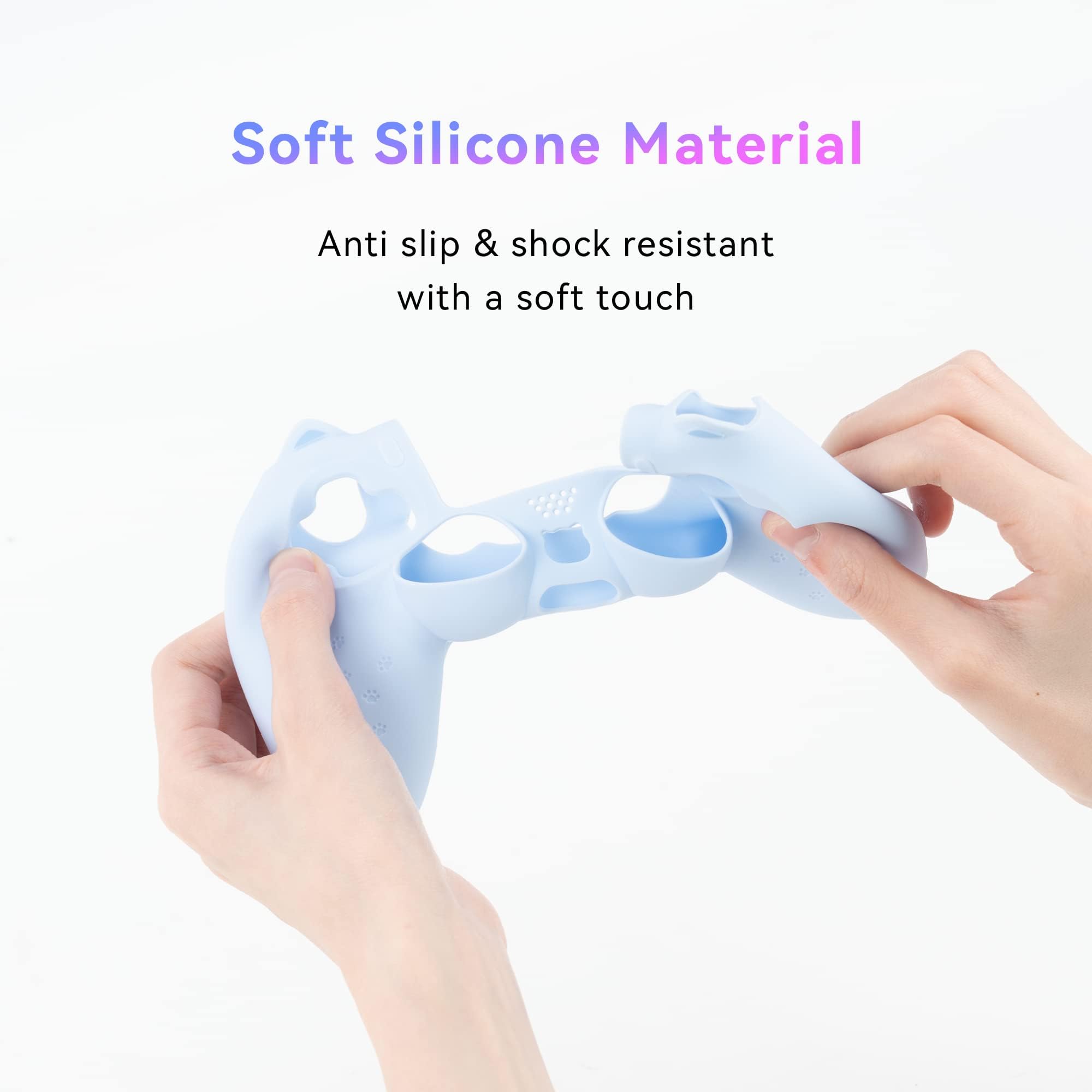 GeekShare Cat Paw Silicone Skin - Compatible with PlayStation4 Wireless Controller, Anti-Slip Protective Cover Case for Gaming Controllers (Blue)