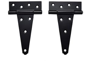 SANKINS 6 Inch T-Strap Shed Door Hinges Heavy Duty,Black Tee Hinge for Wooden Fences,Yard Door,Barn Door Gates, Wrought Hardware Rustproof,2Pack/Set