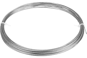 uxcell 1/32"(0.8mm) 304 Stainless Steel Cable Wire Rope 7x7 Strands Core 50ft (15M) Aircraft Wire for Construction Outdoors M