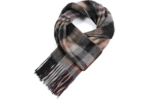 WAMSOFT Wool Winter scarf Plaid scarf Soft Warm Tartan checkered Striped Fashion Scarf Classic for Women Men Scarves